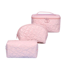 YOBOLK 3-delige make-up tasjesset, cosmetische organizer, reistasjes met ritssluiting, wasbaar leer, cadeau voor vrouwen