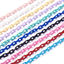 100 strengs ABS kunststof kabelkettingen, ovaal, gemengde kleuren, 13,5~14x8x2mm, 14,9 inch~15,35 inch (38~39 cm) per streng