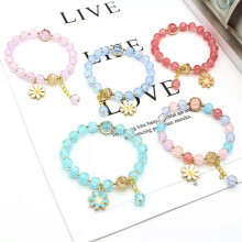 Pulseira RSAMD Fashion estilo coreano com flor de margarida, borboleta, borla e contas de cristal - A8