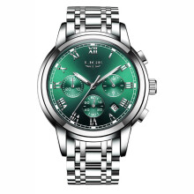 Orologio da polso analogico al quarzo da uomo di lusso con cinturino interamente in acciaio, impermeabile, ideale per il lavoro.
