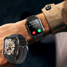 Txmfgh Smartklokke med metallramme for utendørsbruk, 2,1" HD, IP68-bestandig, 7 dagers standby, sportsmoduser, Bluetooth-samtaler