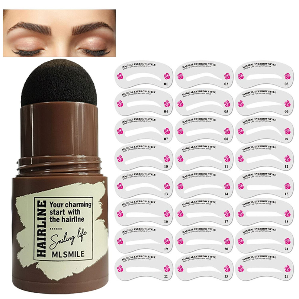 Black/Brown Eyebrow Stamp Kit Waterproof Brow Shaping With 24 Reusable Stencils Definer
