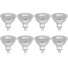 8 db-os csomag halogén izzó GU5.3MR16 35W 12V, szabályozható fényerővel - meleg fehér 2800K, 400 lumen, üvegernyő