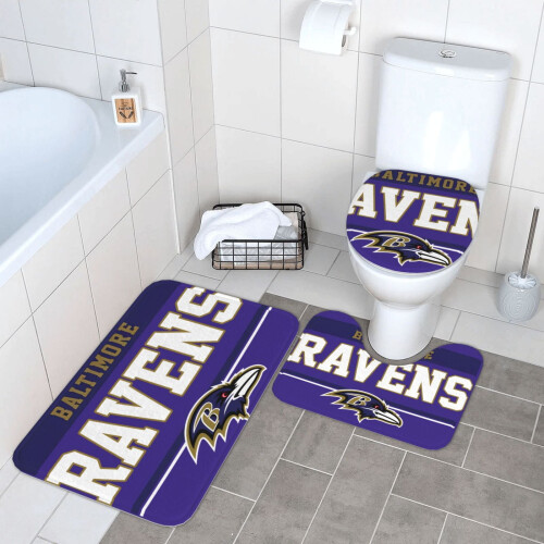 Ravens Team 3-teiliges Badezimmerteppich-Set, rutschfester Badezimmerteppich, 61 x 41 cm 2