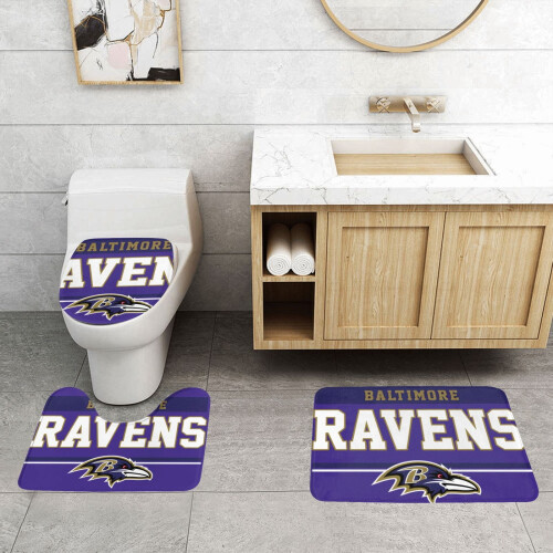 Ravens Team 3-teiliges Badezimmerteppich-Set, rutschfester Badezimmerteppich, 61 x 41 cm 1