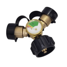BAMILL Propane Distributor Propane Tank Y-Splitter Adapter) with Gauge 2Way LPG Adapter