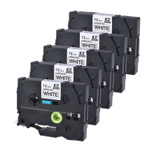 Walmeck Label Tape 12mm*8m, 5pcs White Compatible with Brother P-Tape, Laminated for P-Label Printers
