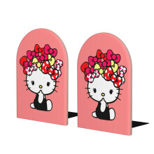 2 db-os Hello Kitty könyvtámasz, aranyos, rajzfilmfigura, nagy teherbírású, prémium fém dekoratív könyvtámasz gyerekeknek, polcoknak,