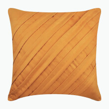 Față de pernă din piele întoarsă artificială, galben muștar, 35x35 cm, pachet de 2, design cu dungi Pintuck, compatibilă cu HomeCentric