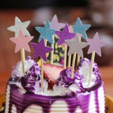 Xeyise 10Pcs Glitter Star Cupcake Cake Topper Party Supplies Birthday Wedding Decor
