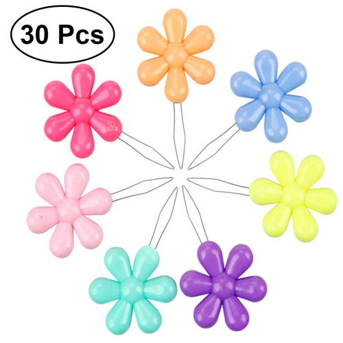 30pcs Needle Threader Multicolor Flower Head Wire Loop Needle Threaders for Sewing DIY (Random Color)