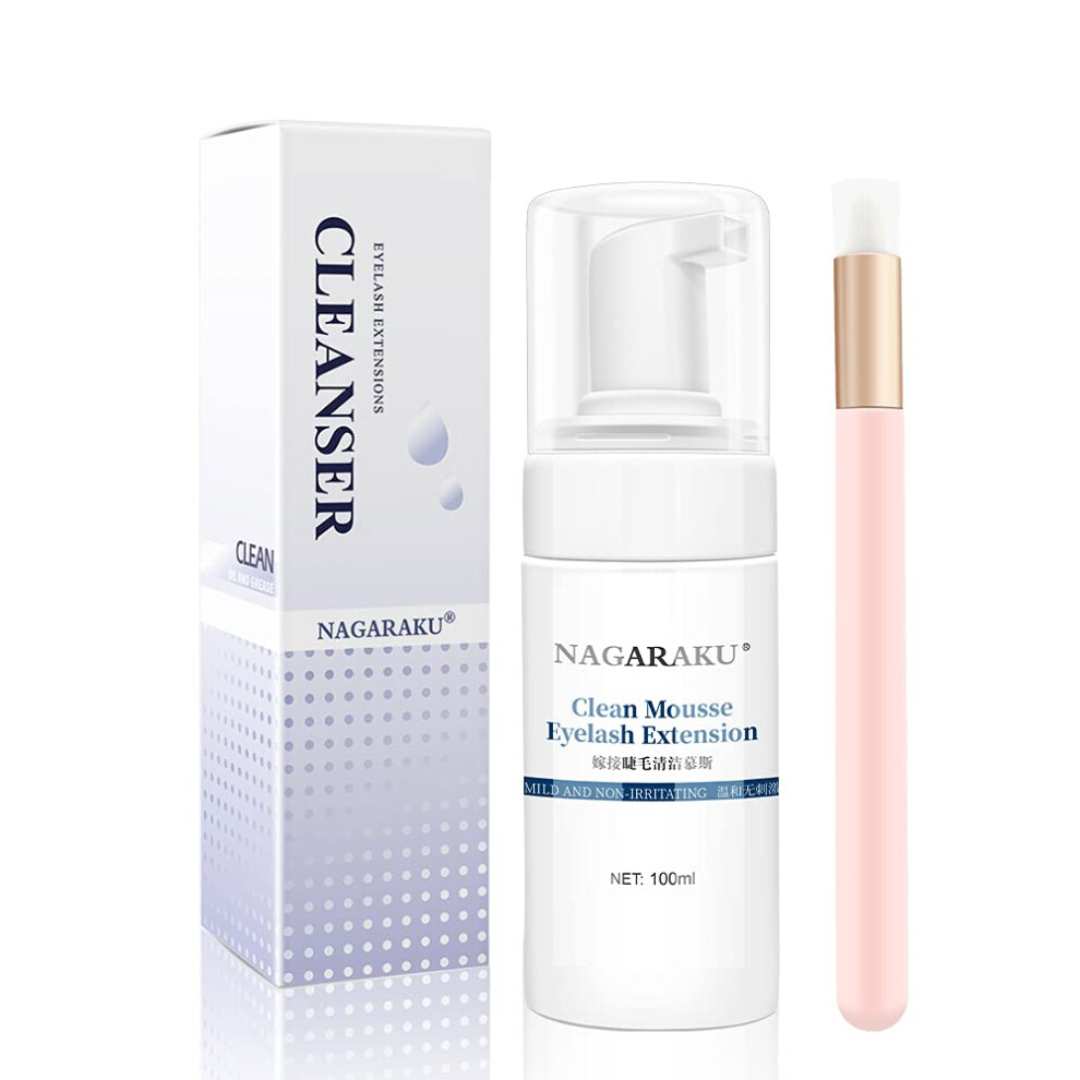 Eyelash Shampoo 100ml Gentle Lash Cleanser for Extensions Sensitive Skin Friendly with Brush