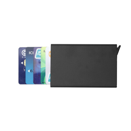 Pop-up kortholder - aluminiumsetui - (RFID-sikker) sølv 2