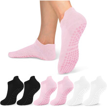 6 paar pilatessokken met grip voor dames - antislip yogasokken voor balletdans, blotevoetenworkout, zwangerschapssokken