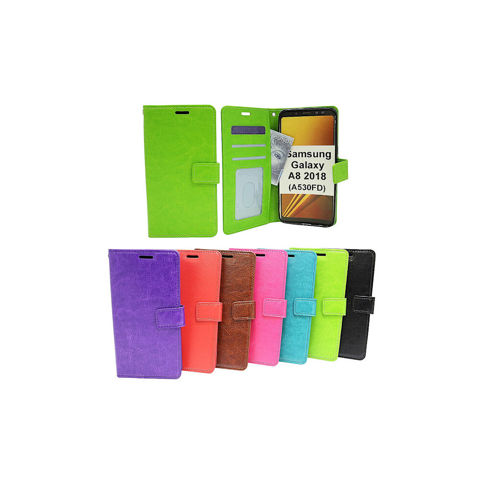 Crazy Horse Wallet Compatible With Samsung Galaxy A8 2018 (A530fd) Black 9048212965992