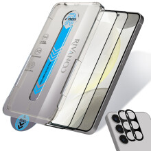2-pack kompatibelt med Samsung Galaxy S24Plus skärmskydd och 2-pack linsskydd - härdat glas | [Automatisk installation] - Bubbelfri