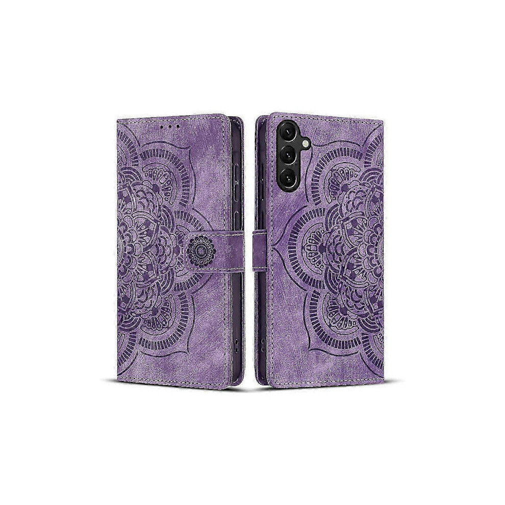 Frosted Leather Case For Mandala Emed Retro Phone (Qb) For Compatible With Samsung Galaxy S25 5G Purple 9048212966029