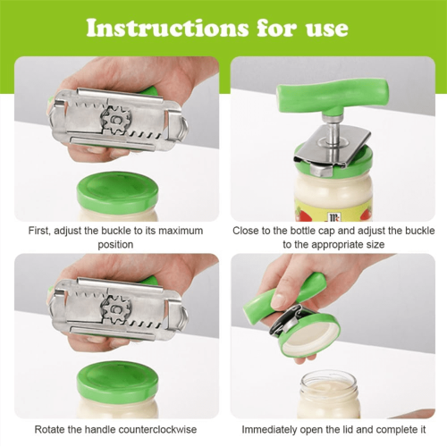 Müheloser Dosenöffner, Flaschenöffner, Edelstahl, Grün 2