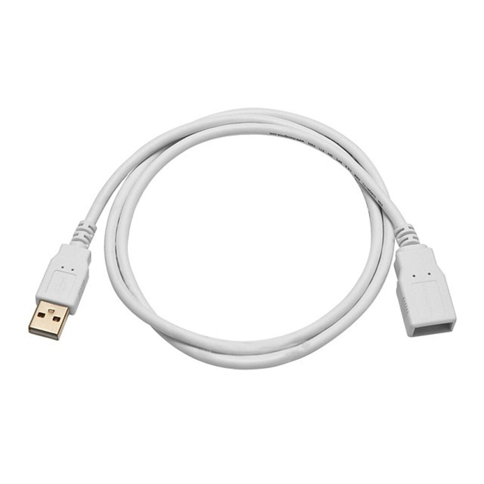 3-Feet Usb 2.0 A Male To A Female Extension 28/24Awg Cable ( Plated), (108605) Gold/White 9322103548557