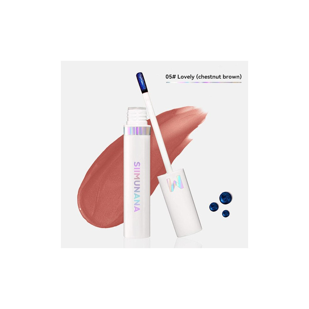 Brown Lip Color Peel Off Lip Tint Tattoo Color Waterproof Long Lasting 05#Lovely(Chestnut ) 4Ml