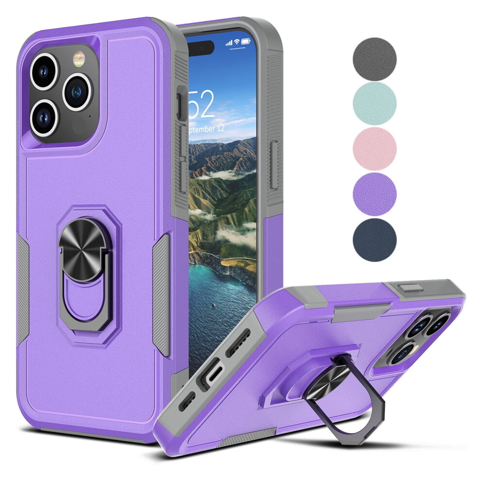 Compatible With Iphone 15 Plus Case, 6.7" Hybrid Dual Layer Rugged Bumper, Drop Protection, Kickstand & Ring, Heavy Duty Rubber Cover - Black 9322103550802