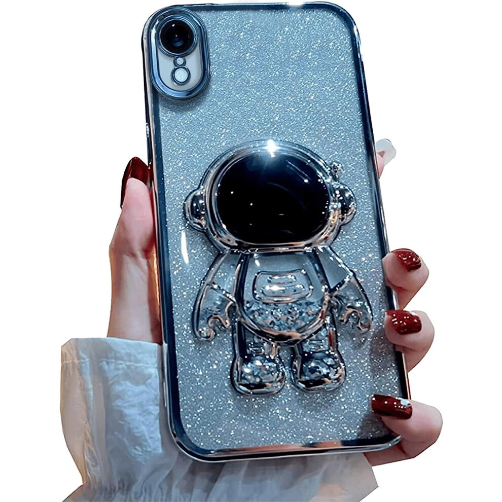 6D Bling Astronaut Compatible Iphone Xr Case, Sparkle Glitter Quicksand Design For Women - (Fixed Astronaut, No Kickstand) Silver 9322103551021
