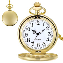 Orologio da tasca vintage Duety, orologio da tasca al quarzo con catena, movimento meccanico classico, orologio da uomo in acciaio argentato liscio,