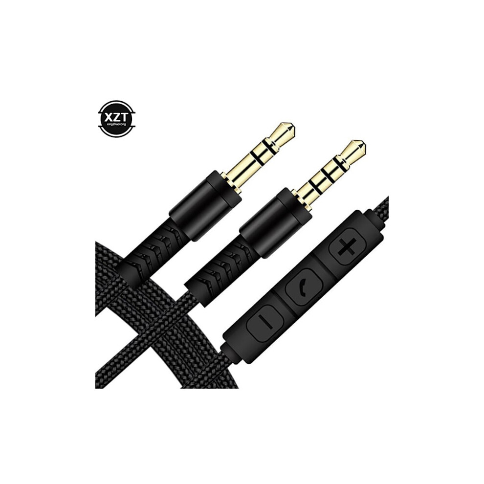 1.2M Audio Cable 3.5Mm To Jack 3.5Mm Speaker Cable Aux Cable Male To Male With Microphone And Volume Control For Headphones Car Speakers Black 9191629589227