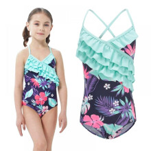 GYRATEDREAM Kleinkind Mädchen Einteiler Badeanzug Rüschen Bademode Strand Badeanzug 4-12 Jahre