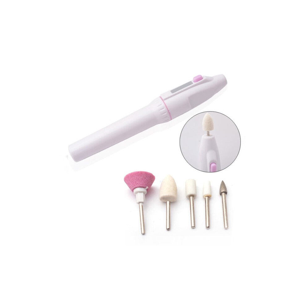 White Electric Nail File - Electric File - 5 Bits Included