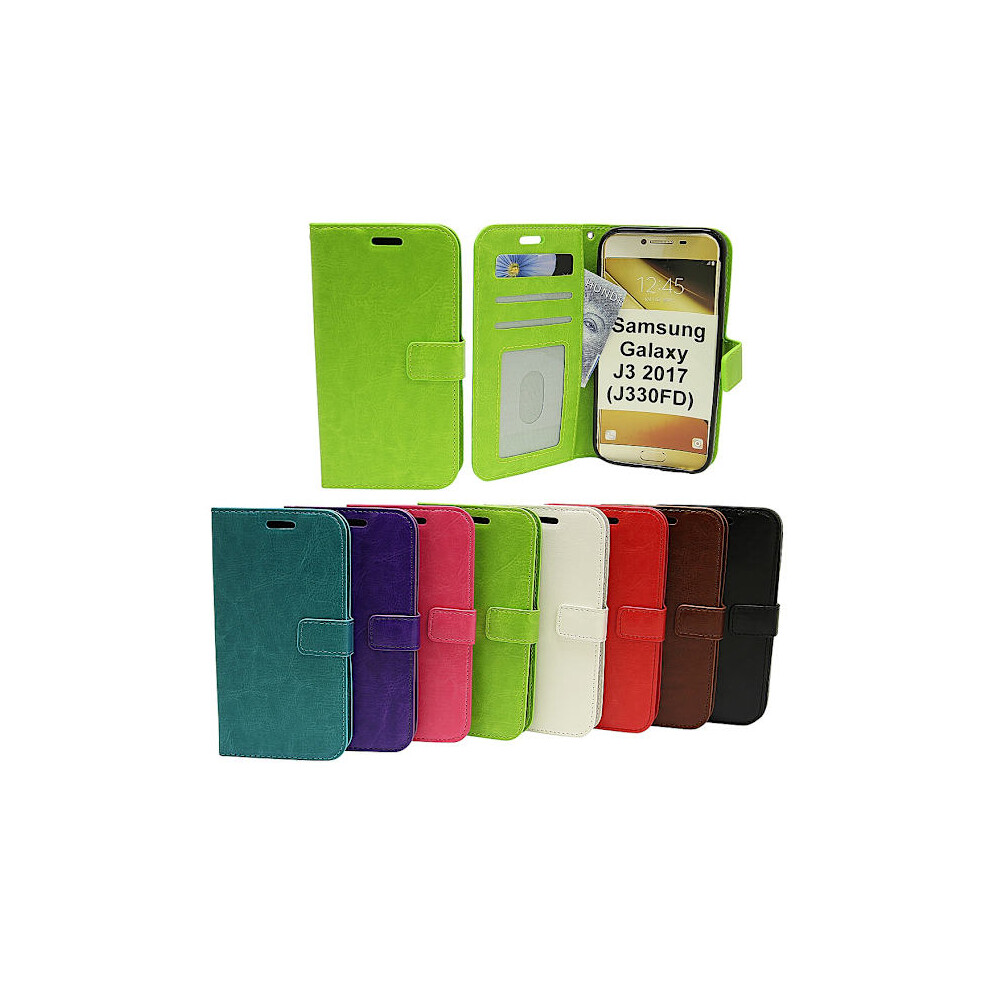 Crazy Horse Wallet Compatible With Samsung Galaxy J3 2017 (J330fd) Black 9191629590414