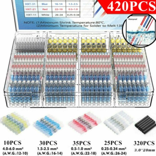Mosiee420Pcs Στεγανωτικό μανίκι συγκόλλησης με θερμοσυστελλόμενο ηλεκτρικό καλώδιο