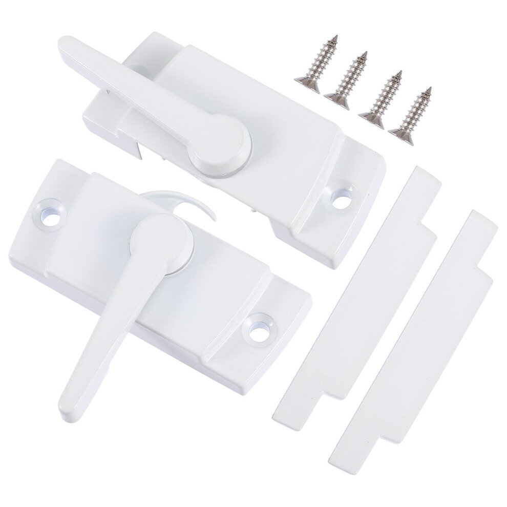 Door Chain Lock 2 Sets Alloy Latch And Window Crescent Hardware Push Pull White Zinc 9191629590599