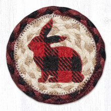 IC-864 Porta-copos com estampa de coelho xadrez vermelho, 12,7 cm x 12,7 cm