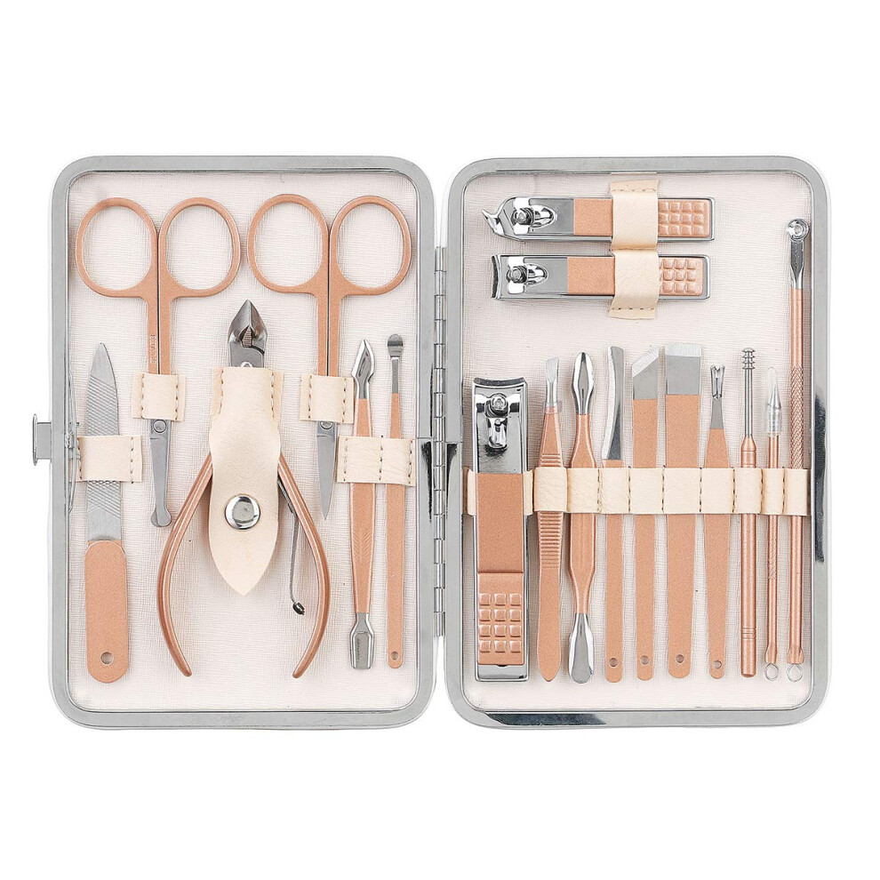 18 in 1 Stainless Steel Manicure Pedicure Set with Precision Nail Clippers and Compact Travel Case