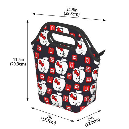 Τσάντα φαγητού Hello Kitty από μαλακό πολυεστέρα, φορητή τσάντα Bento με φερμουάρ, 2