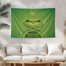 Niedlicher Grinch-Weihnachtsteppich (40 x 60 cm) – Lustige Wanddekoration für Schlafzimmer, Studentenwohnheim, Wohnzimmer – Geschenkidee für