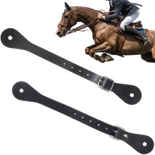 Leather Spur Straps Adjustable Buckle Fit Black Western Riding Boot Spurs 2 Pcs Durable Leather