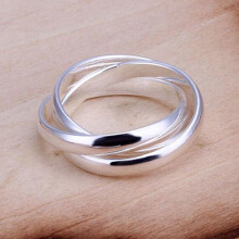 Welling Damsmycken 925 Sterling Silverpläterad Trippel Cirkelring Amerikansk Storlek 6 7 8 9