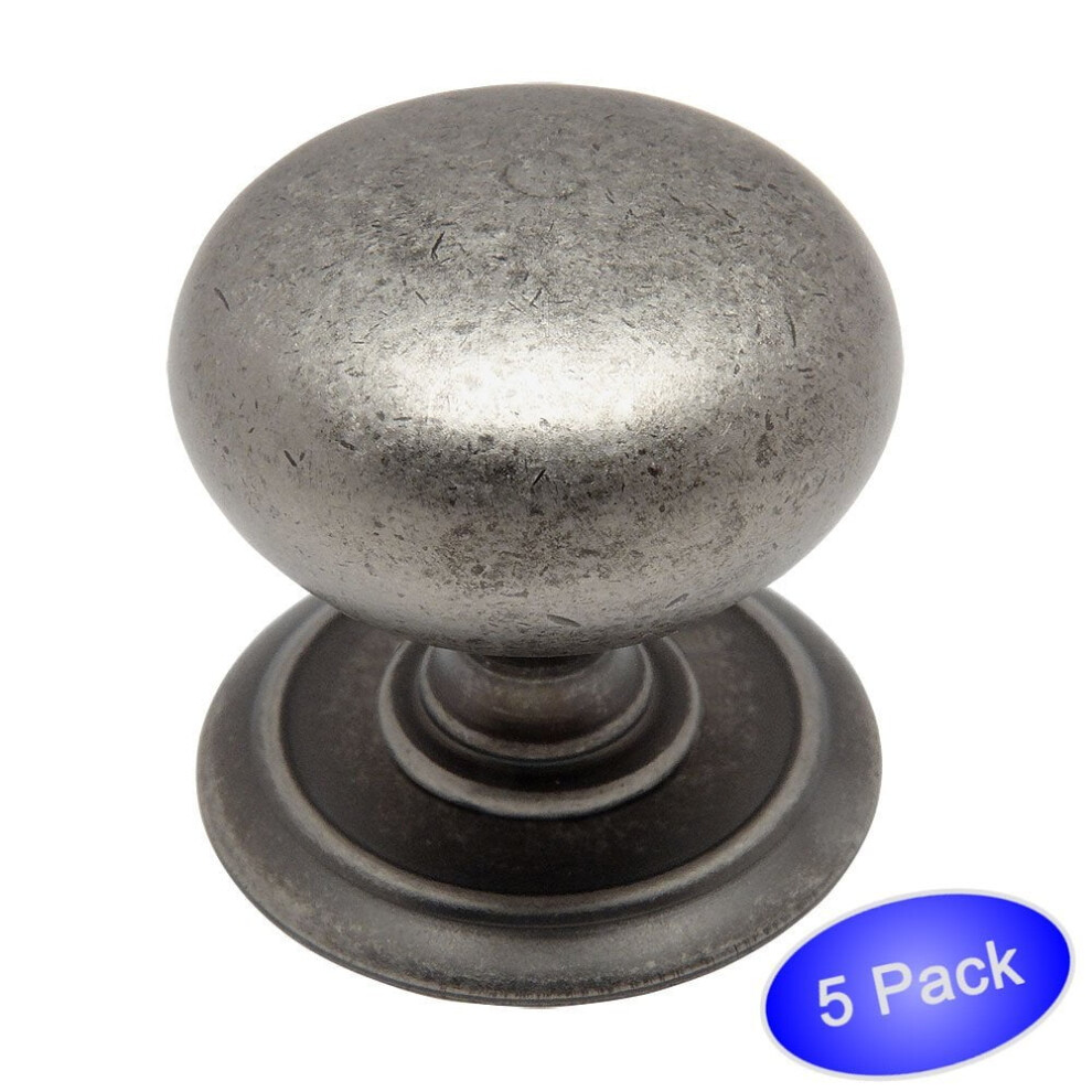 Cosmas 6542Wn Weathered Nickel Round Cabinet Hardware Knob With Backplate - 1-1/4" Diameter - 5 Pack 9191629736195