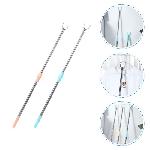 Eease 2pcs Telescope Clothes Reach Stick Adjustable Clothes Reaching Pole 2