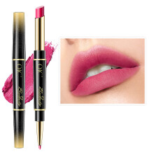 Dual End Matte Liquid Lipstick and Lip Liner Set Long Lasting Waterproof Velvety Finish for Women