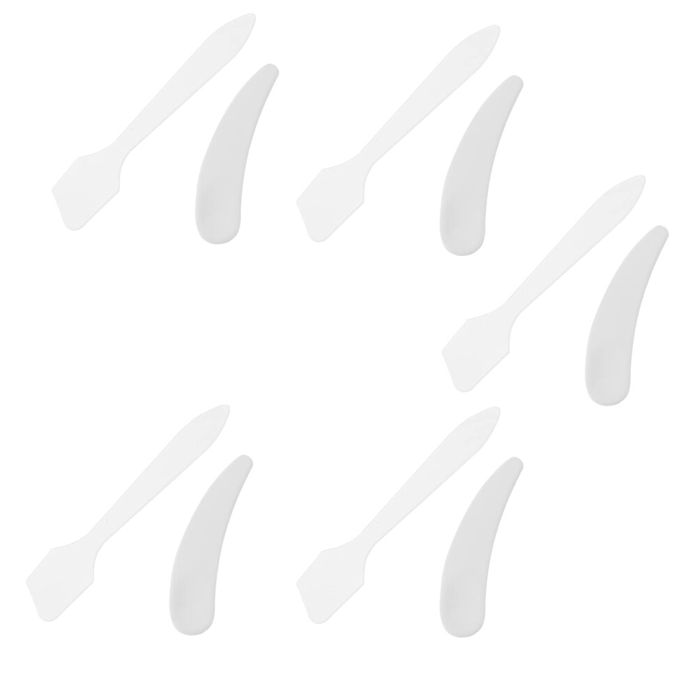 Cream 10Pcs Transparent Facial Spatula Set For Hygienic Skincare With Compact Travel Size