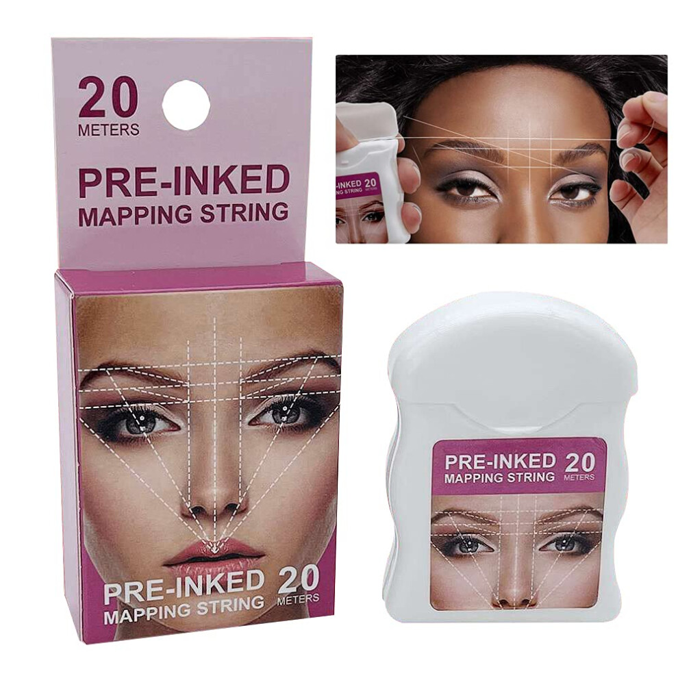 White Preinked Eyebrow Mapping String With Builtin Cutter, Visible On All Skin, 20M/66Ft