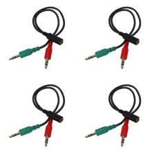 4X hovedtelefonsplitter til computer, øretelefonadapter til pc-lyd og mikrofon, 3,5 mm hunstik til dobbelt 3,5 mm hanstik