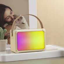 Enceinte Bluetooth RGB Txmfgh 5 W, compatible karaoké et lecture multimode, lumières colorées, portable pour l'extérieur et les fêtes de famille