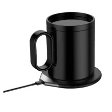 HALJEN You Are Loved smart krusvarmersett med krus og lokk, automatisk avstengning, bærbar keramisk varmeplate for kaffekopper for kontor, reiser,
