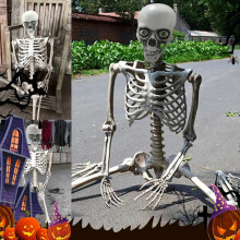 VOSS Halloween -luonnonkokoinen luurankokoriste, koko kehon nivelille muotoiltu ihmisen luuranko sisä- ja ulkokäyttöön tarkoitettuun