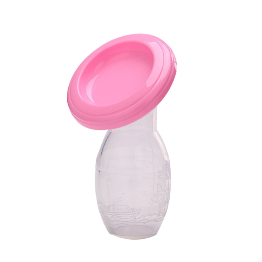 NANDIYNZHI 1 * Manual Breast Pump, Food Grade Silicone Milk Collector with Lid, Compatible with Breastfeeding Tools, Pink