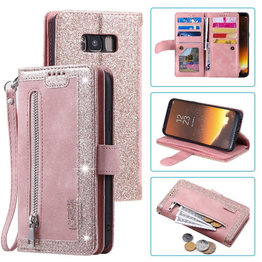 Flip Case For Compatible With Samsung Galaxy S8 Plus Lanyard Kickstand Pu Leather Wallet 9 Card Slots 9423501412430